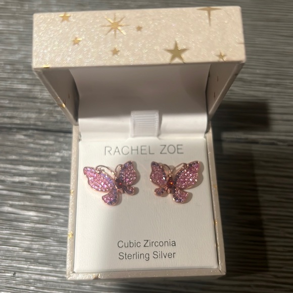 Rachel Zoe Jewelry - Rachel Zoe Sterling Silver and Cubic Zirconia Butterfly Stud Earrings